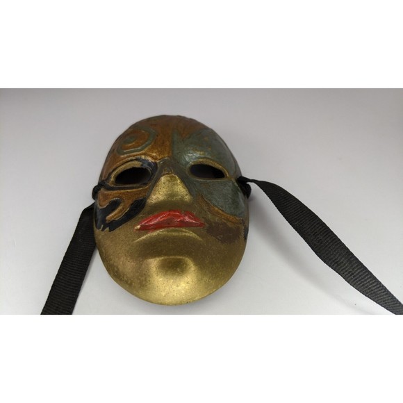 Solid brass mask, enamel paint. Halloween, Mardi Gras, terrorize house guests! - Picture 11 of 12